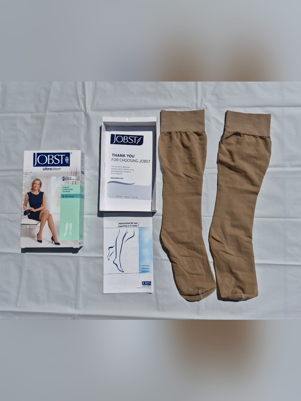 Jobst Ultra Sheer Compression Silky Beige Knee Stockings 8-15 mmHg 7-9